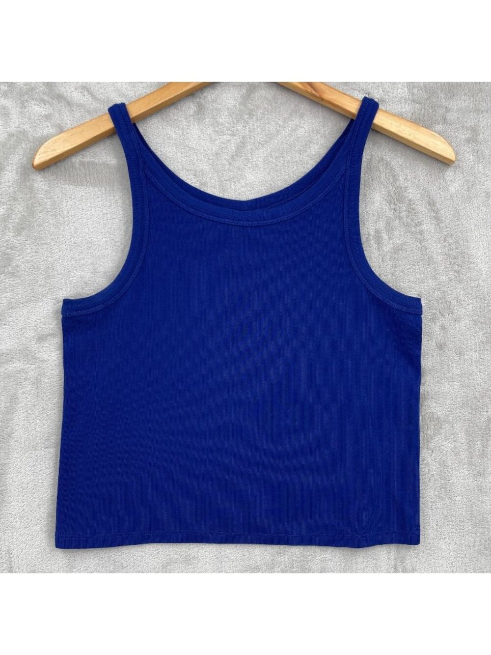 Everlane Everlane The Pima Micro Rib Short Tank Cobalt Blue Cotton